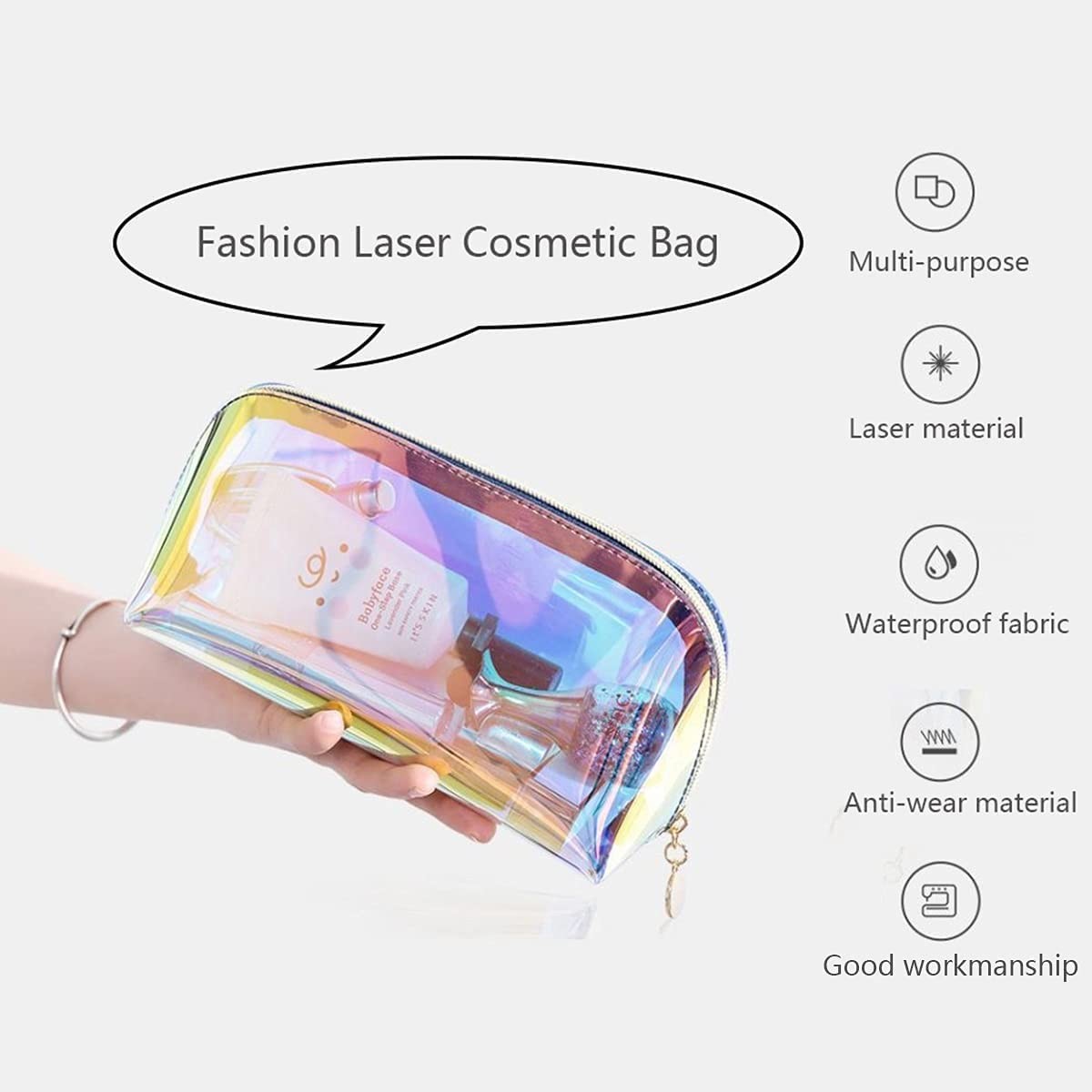 Rainbow Laser Hologram Cosmetic Bag