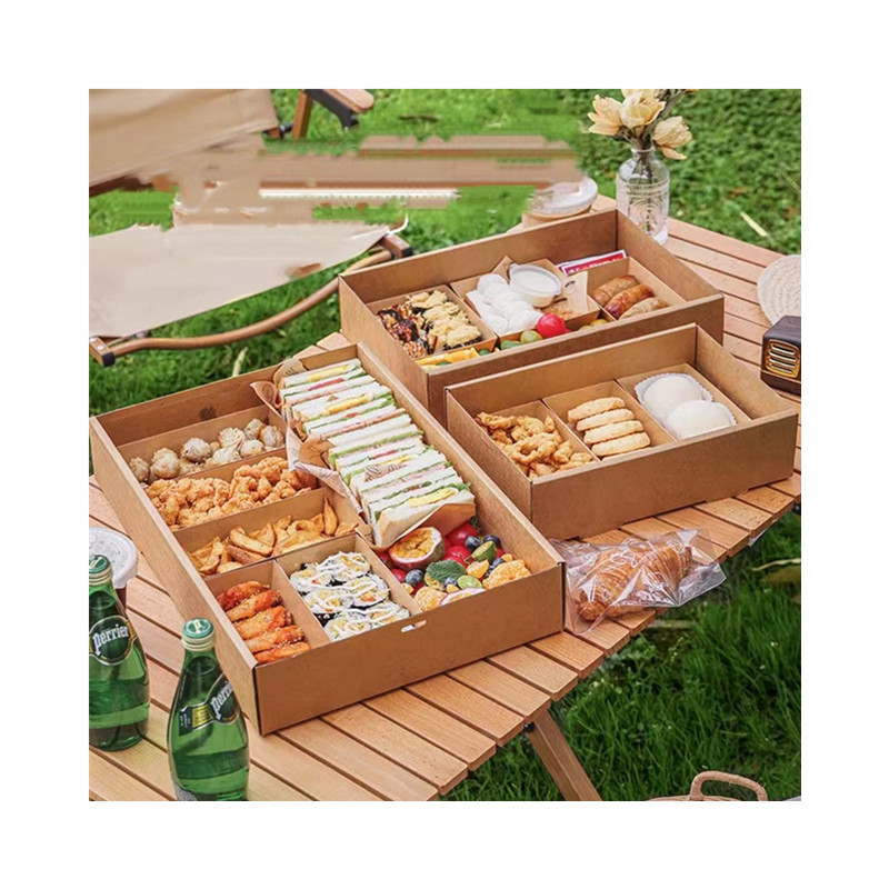 Wholesale Picnic Food Container Paper Box Packaging With Lid And Dividers