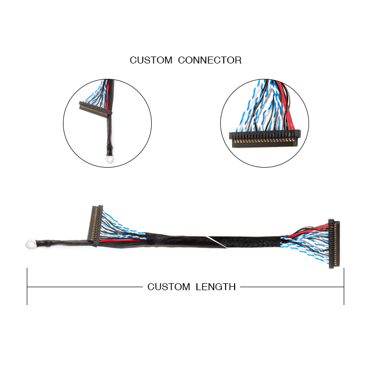 20 Pin jae LVDS Connector Cable Wire FI-S20S 1.25 mm side plug housing