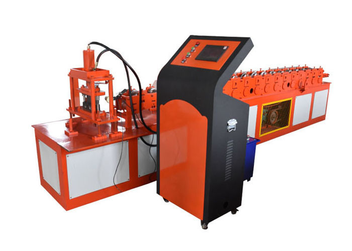 Galvanized Iron Shutter Door Roll Forming Machine , Orange Color Door Frame Making Machine