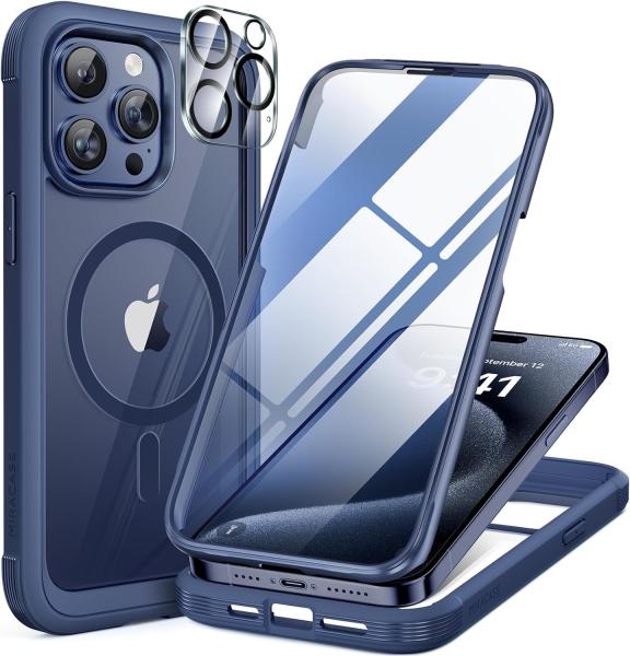 Magnetic for iPhone 12 Pro Max Case Full-Body Built-in Glass Screen Protector&