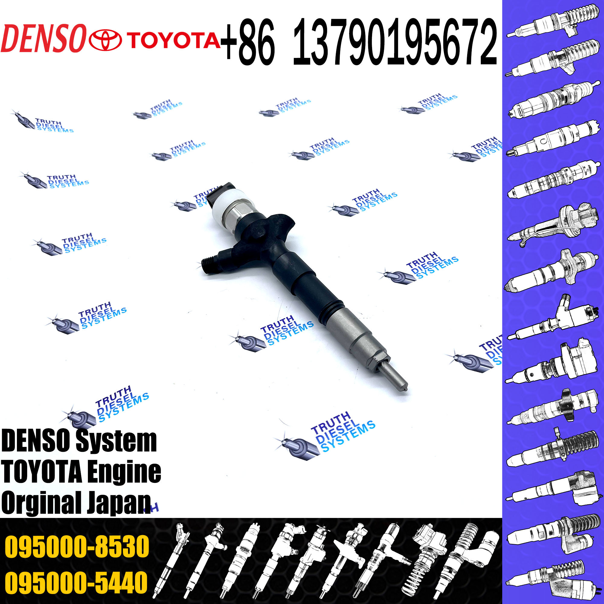 New Diesel Engine Injector Common Rail Fuel Injector 23670-0L050 095000-8290 095000-8560 For Denso Toyota Hilux 1KD-FTV