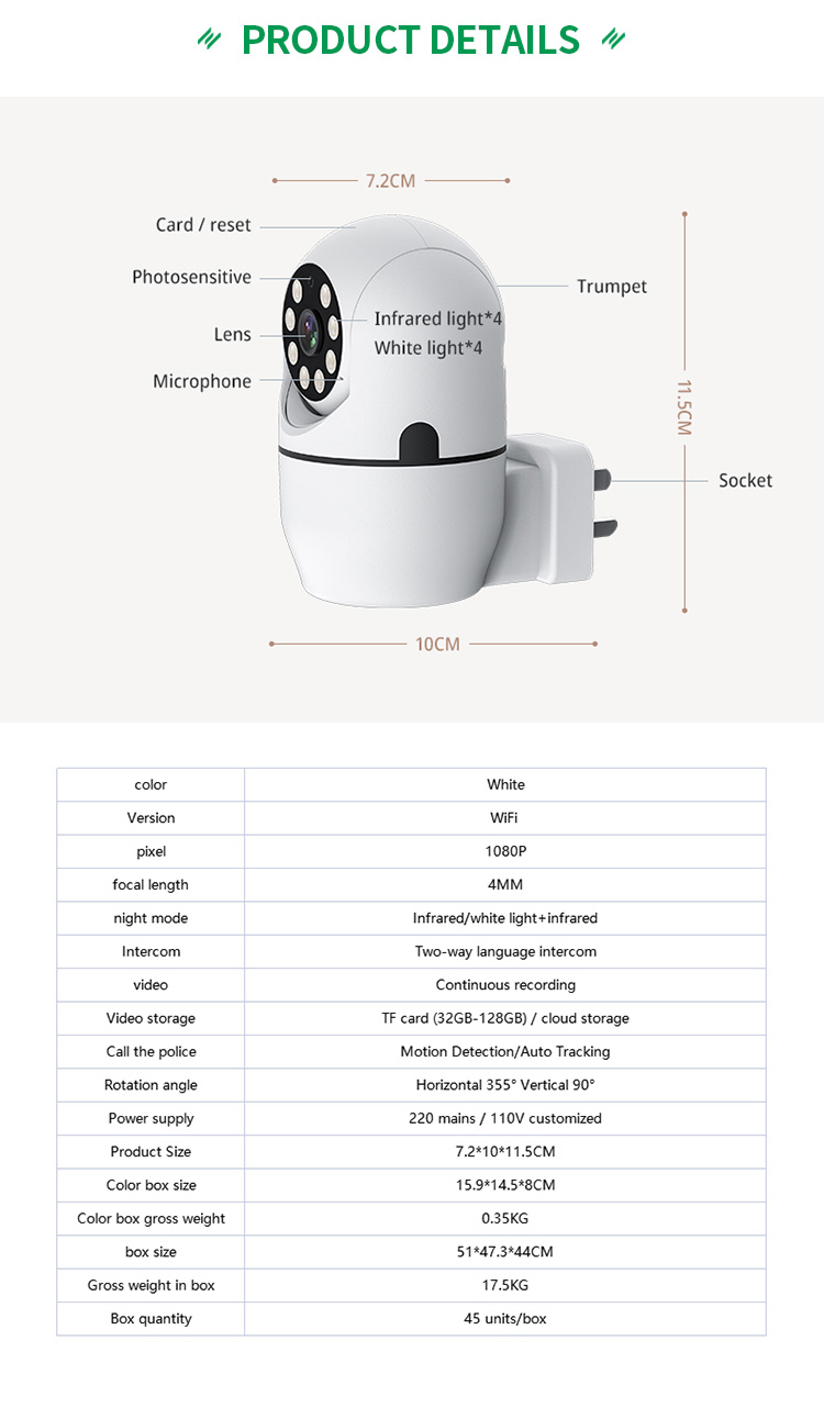 Highfly1080p Hd Video Night Vision Wifi Ip Wireless Camera Price Tf Card Cloud Storage Alarm Push Home Cctv Mini Security Camera