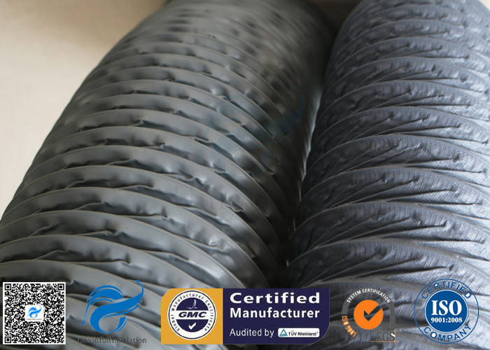 Flexible Air Duct PVC Coated Fiberglass Fabric Grey 200MM 10M 260℃ Waterproof