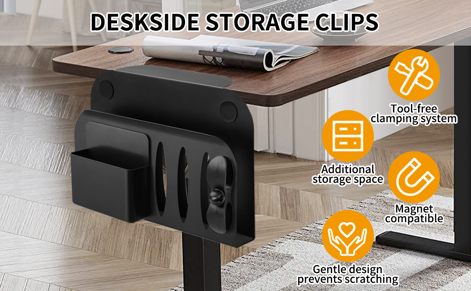 Desk Side Storage Holder No Drill Under Desk Cable Management Tray Steel Hanging Tray