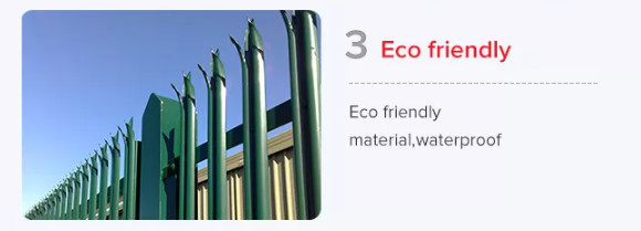 Hot Dip Galvanized Metal Palisade Fence D Pale 65mm Highway 2.0mm Thickness