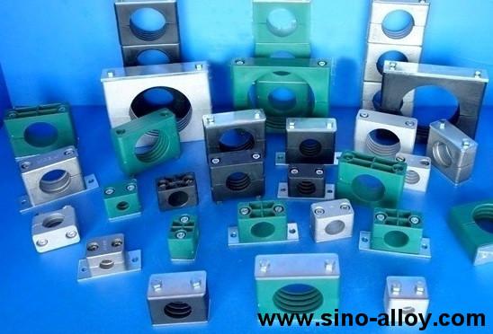 Standard hydraulic pipe clamp, PP clamp bodies, smooth inside, 316 stainless