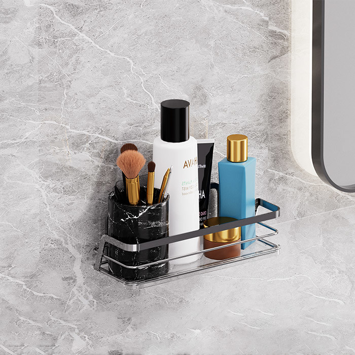 No Drilling Wall Mounted Shower Caddy Stainless Steel Iron Wire Rack for Bathroom
