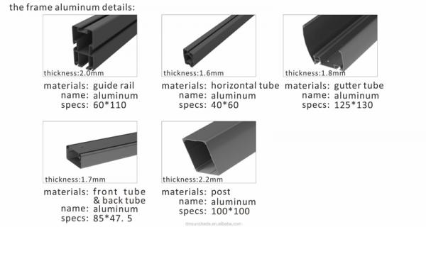 Aluminum Pergola Awning Kits Motorized Retractable Roof Polyester Acrylic