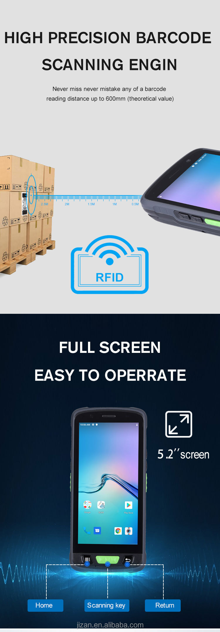 Industrial handheld pc pda QR Code Scanner Android 9.0 Software Development Kit