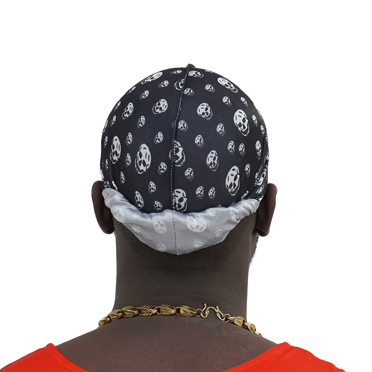 Wholesale Silk Satin Designer Silky Polyester Logo Custom Wave Cap Bonnet Durag