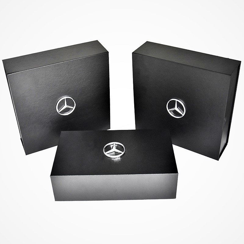 Car Perfume Magnetic Closure Rigid Boxes Luxury Custom Black Leather PU Book Shape Handmade