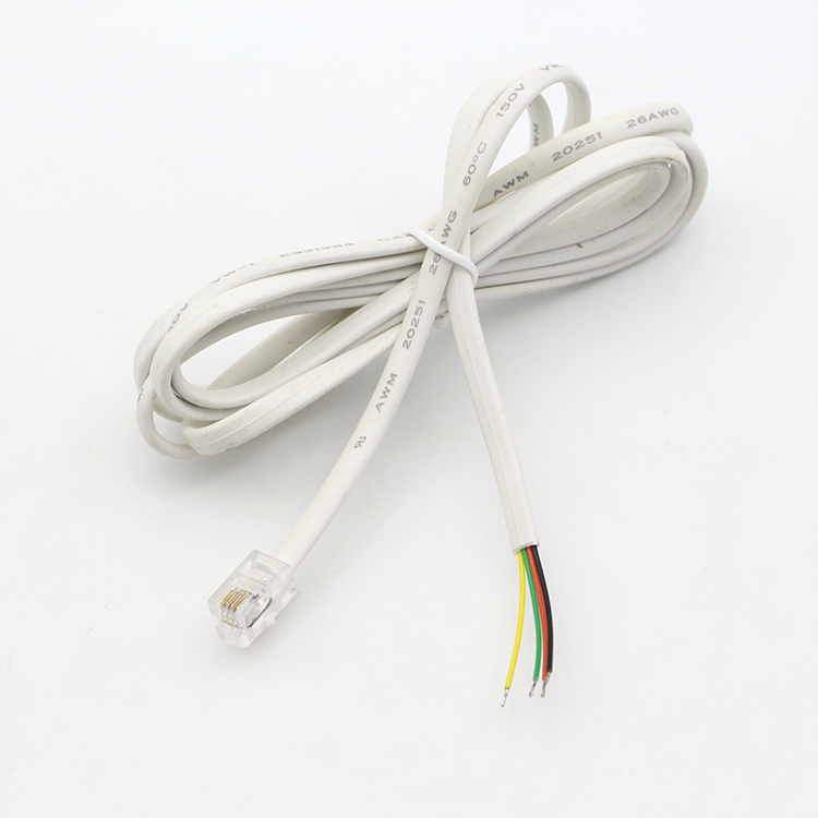 Customized 1m 2m 3m RJ9 RJ11 Male 4p4c to Stripped Tinned Wire Open End Cable