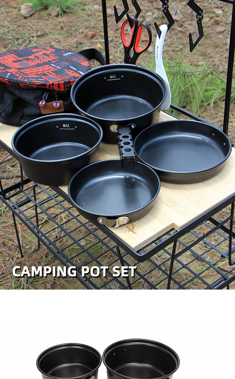 Aluminium Outdoor Cooking Pot Set 3KG Nonstick With Lid