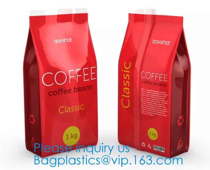 Side Sealed Square Flat Box Bottom Coffee Packaging Bags,Side Seal Gusset Food Grade Packaging Bags With k Organic