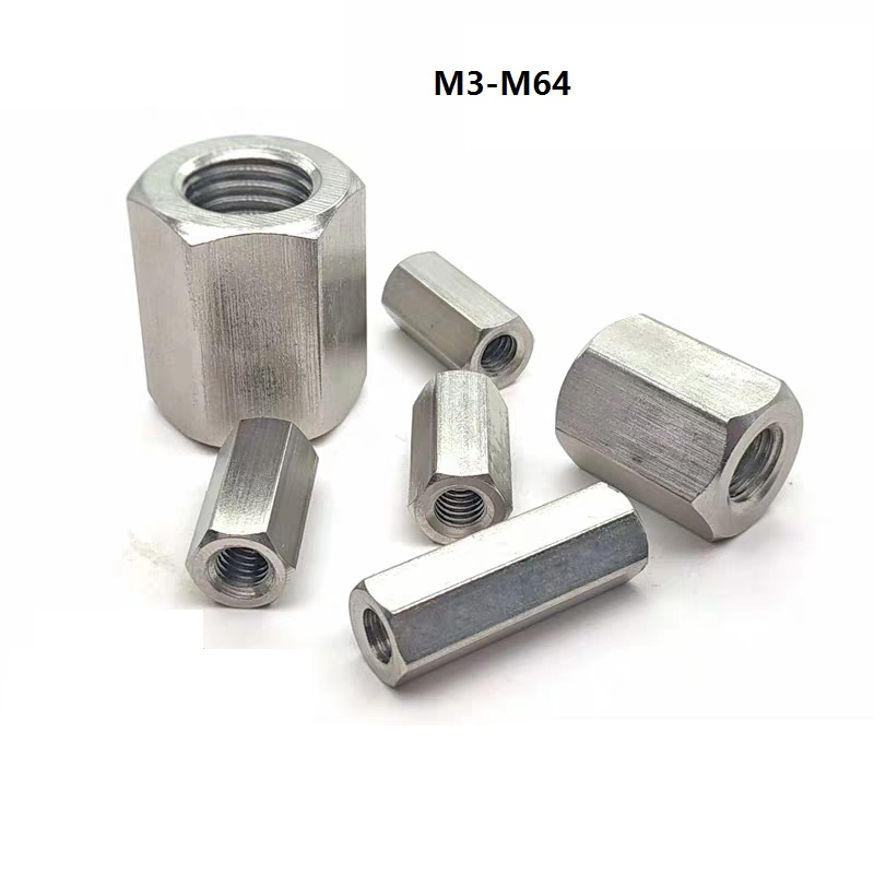 White Zinc Plated Hexagon Head Coupling Nut with Thickened Design and Steel Material