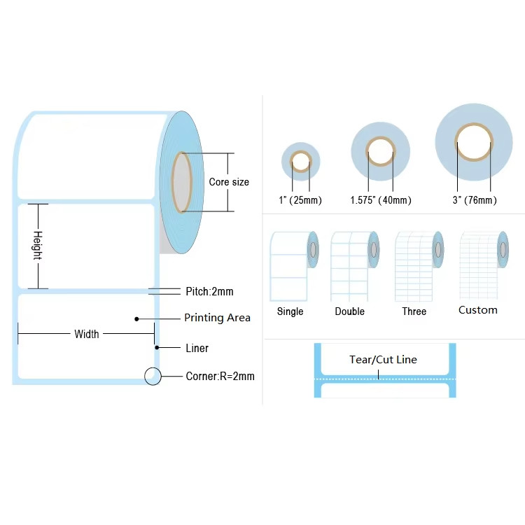 Custom Logo OEM ODM Waterproof Thermal Printing Adhesive Labels