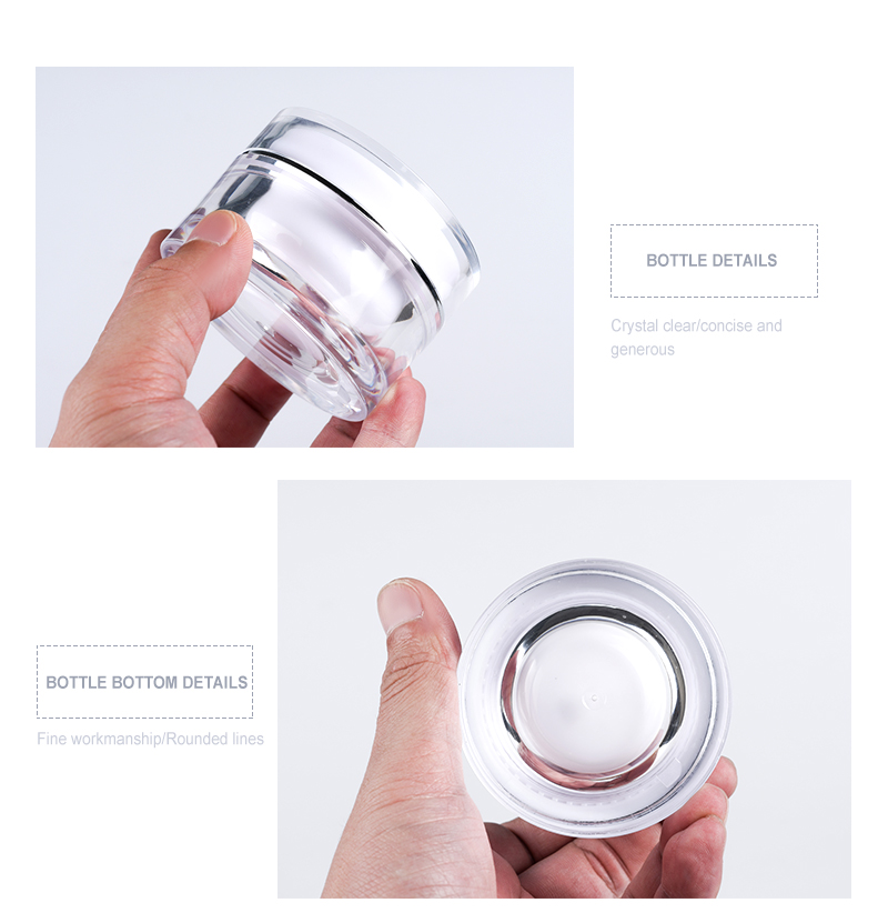 Double Wall Acrylic Round Hair Care Skincare Cream Jar Packaging With Dome Cap 15g 30g 50g