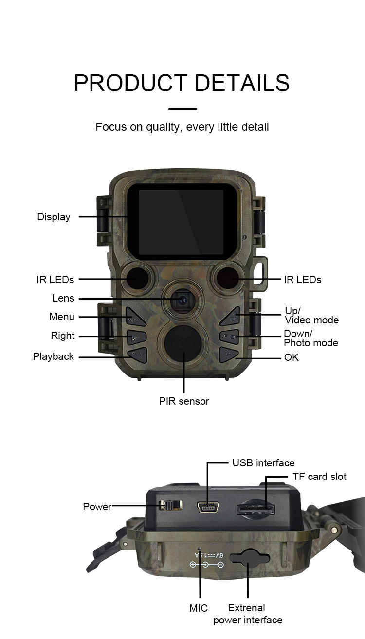 Night Vision Hunting Camera Outdoor Waterproof 20MP 1080P Mini Trail Camera