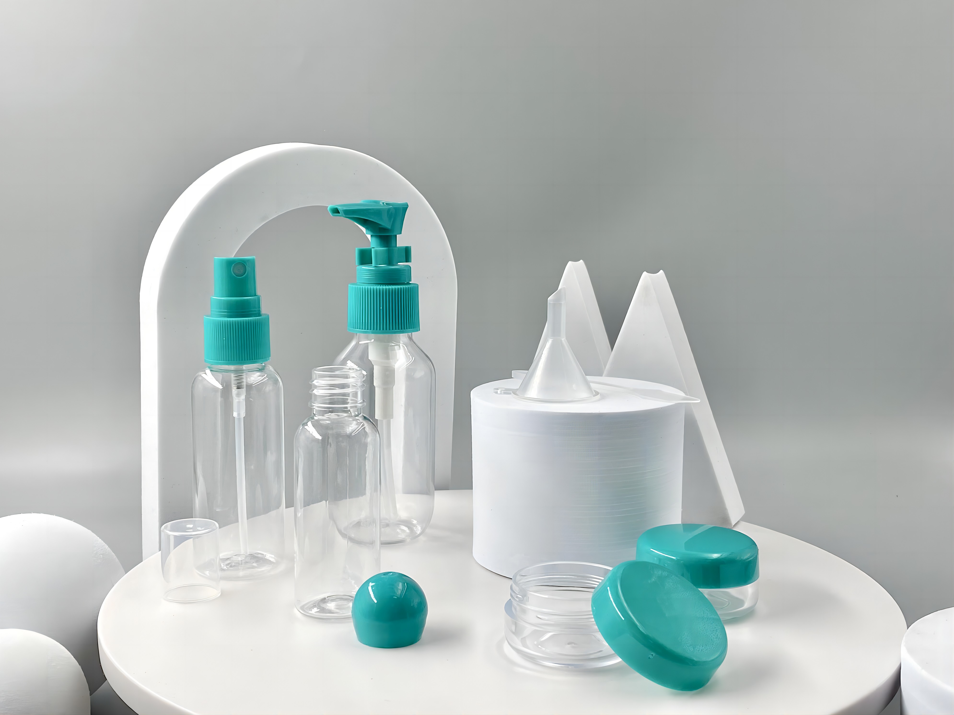 30ml 50ml 80ml PET Plastic Bottle with Pump Sprayer or Screw Cap and 10ml Cream Jar