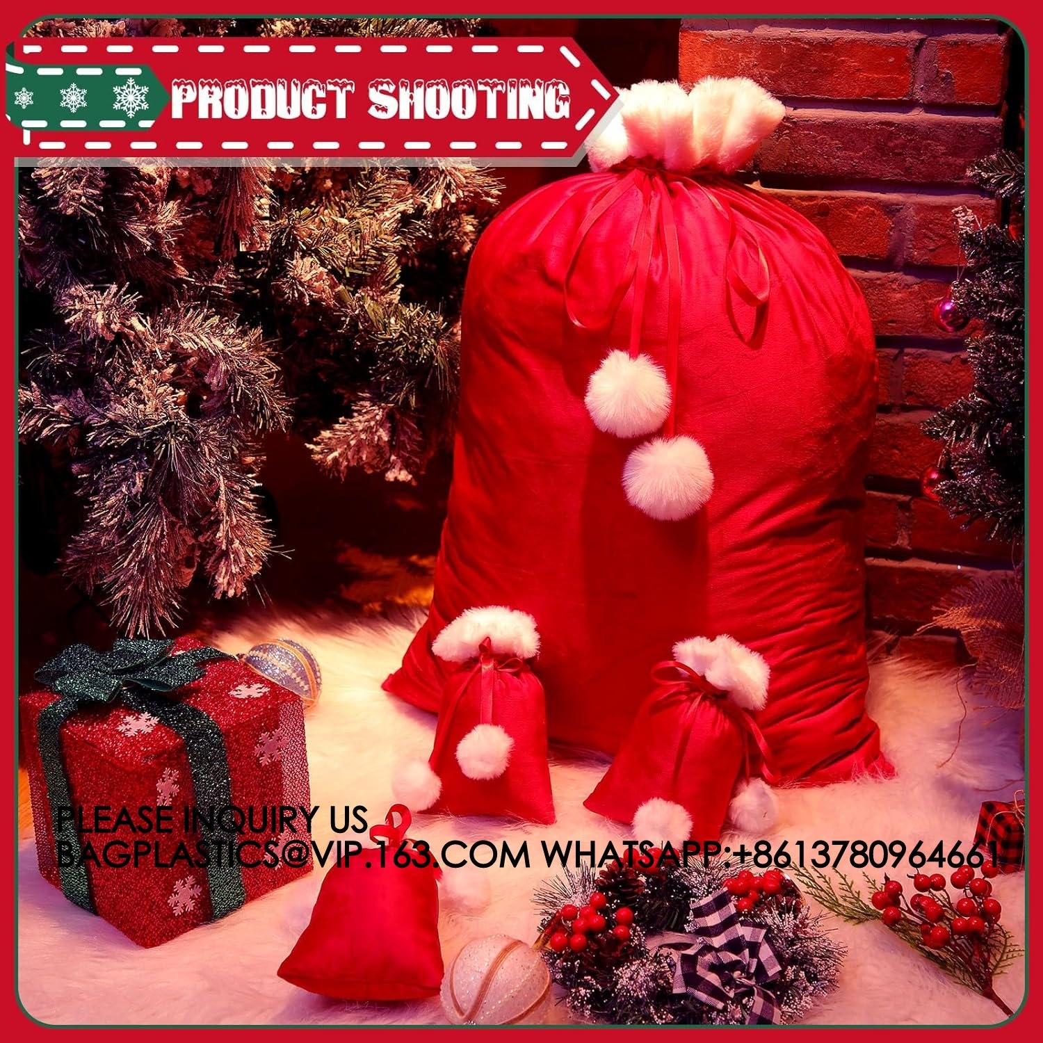 Santa Large Sacks Bulk Christmas Drawstring Gift Bags Reusable 20 X 28 In Polyester Santa Delivery Bags Large