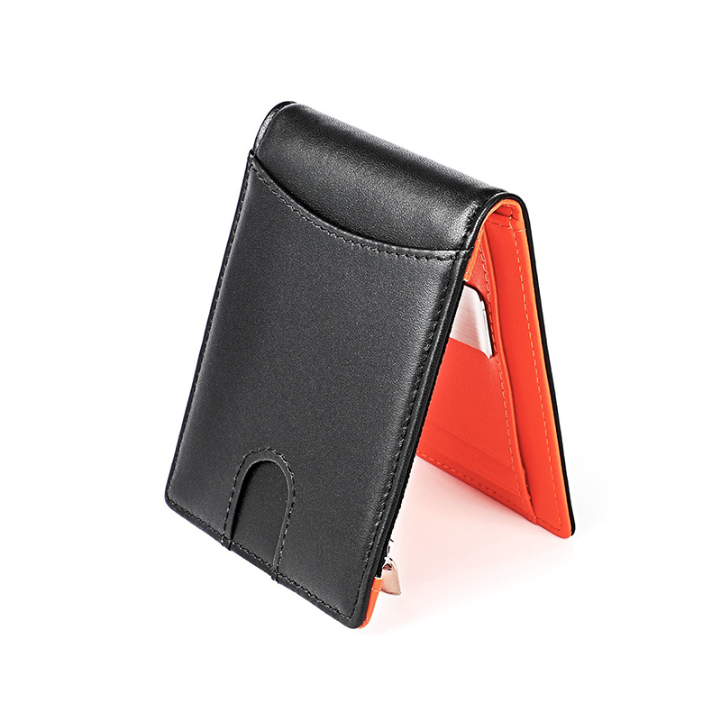 Package Weight 0.1kg Custom Bifold Genuine Leather Wallet with Money Clip and Slots