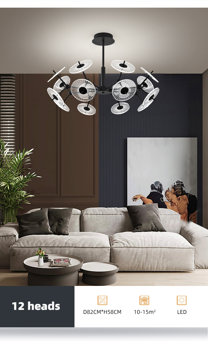 Modern Living Room Bedroom Acrylic Chandelier designer black gold Chandelier(WH-MI-409)