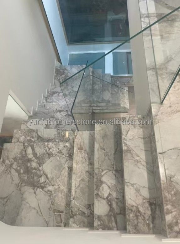Brazil Calacatta Grey Marble Fish Belly Gray Marble for Hotel Anti Slip Stairs Design