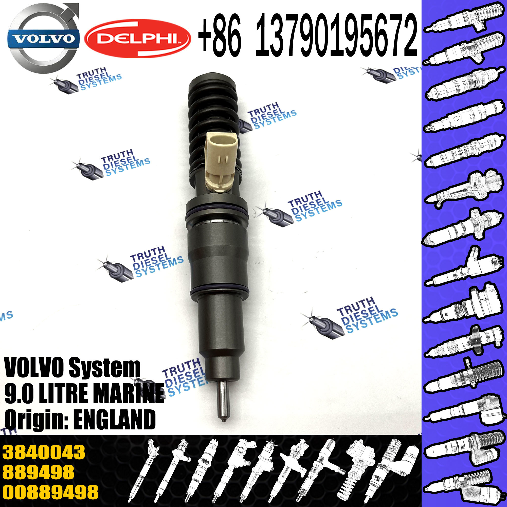 Diesel inyector Common Rail Injector Fuel Electronic Unit Injector Bebe4c06001 3840043 22027807 3587147 for VOL Truck