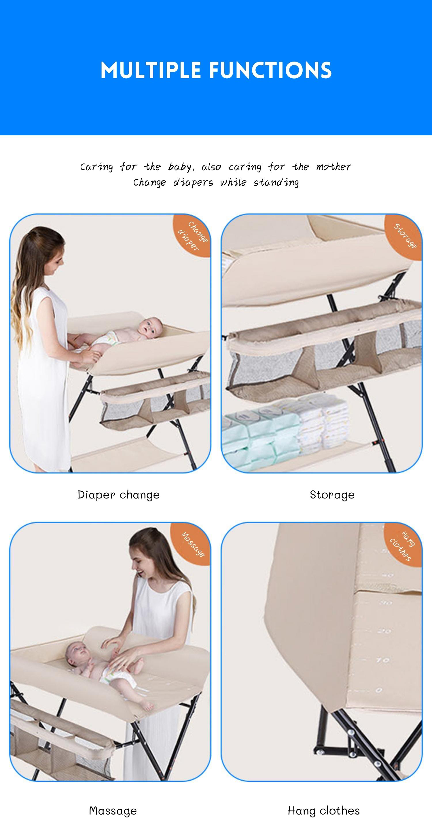 Ouninbear Portable Folding Baby Diaper Changing Table With Storage And Movable Nursery Pad