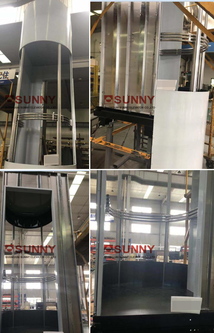 Decorative Mirror Gold Glass Elevator Observation Lift 630kg Load