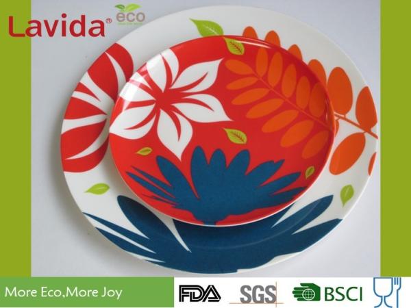 Colorful Garden Melamine Plates Bowls , 10"/ 8" Shatter Proof Melamine Christmas