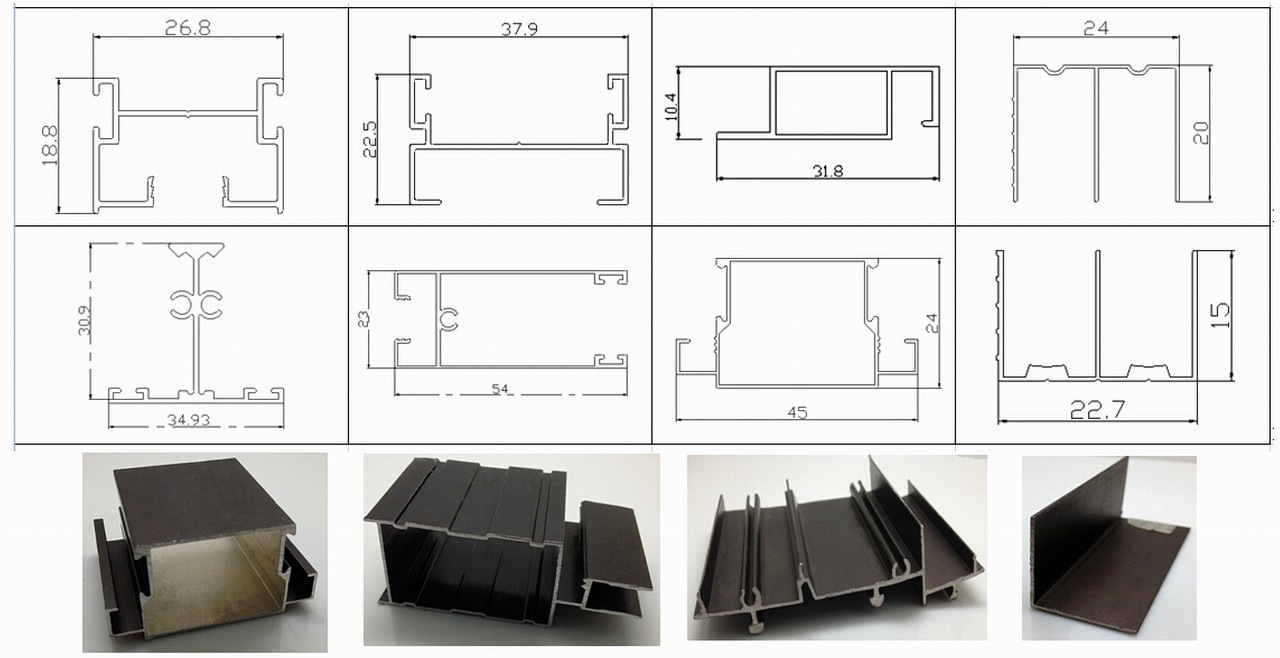 Powder Coating Black Aluminum Window and Door Extrusion Profiles for Tanzania