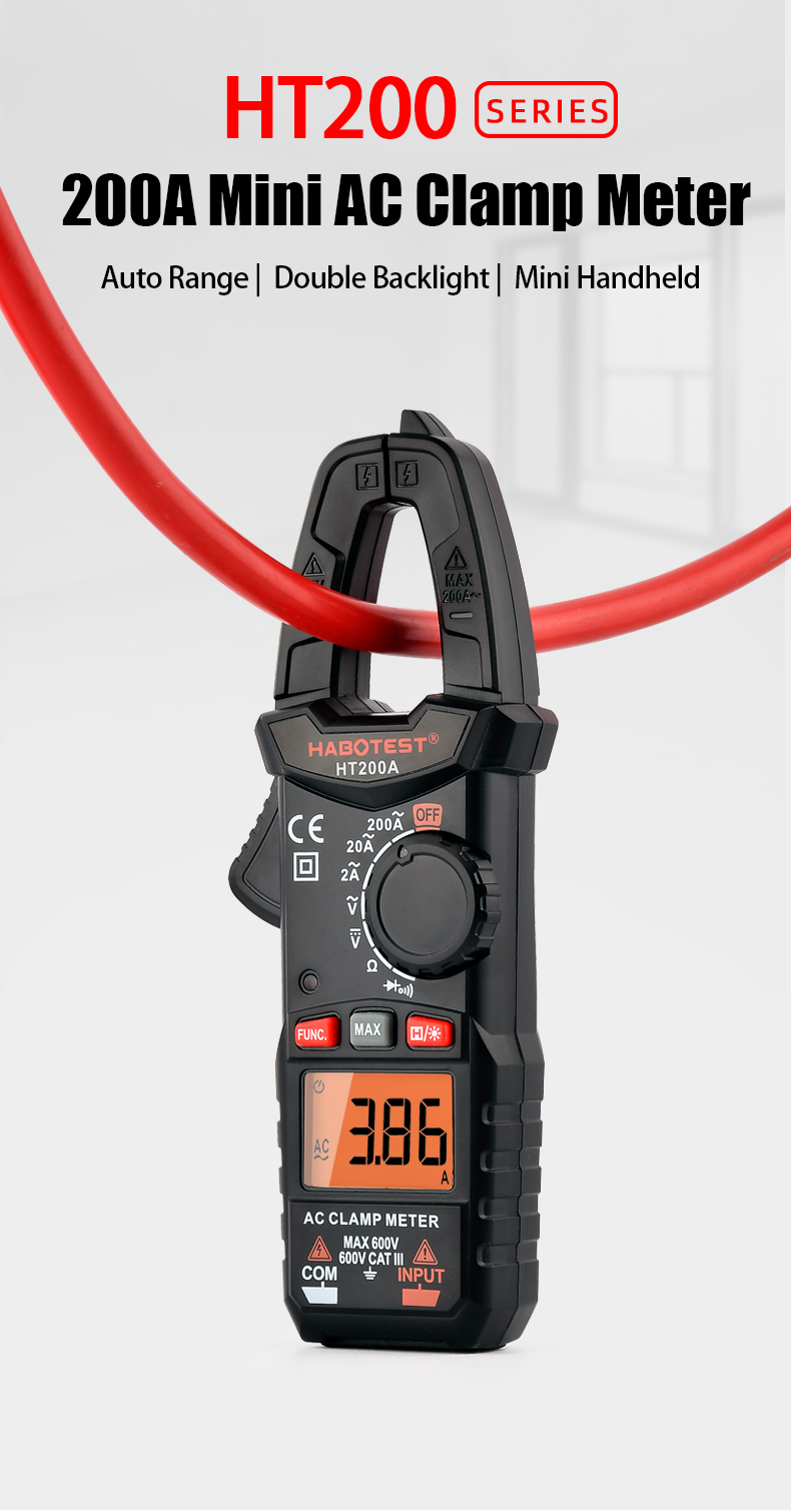 600 Volt 200A 2000 Counts 20nF Digital Clamp Meters