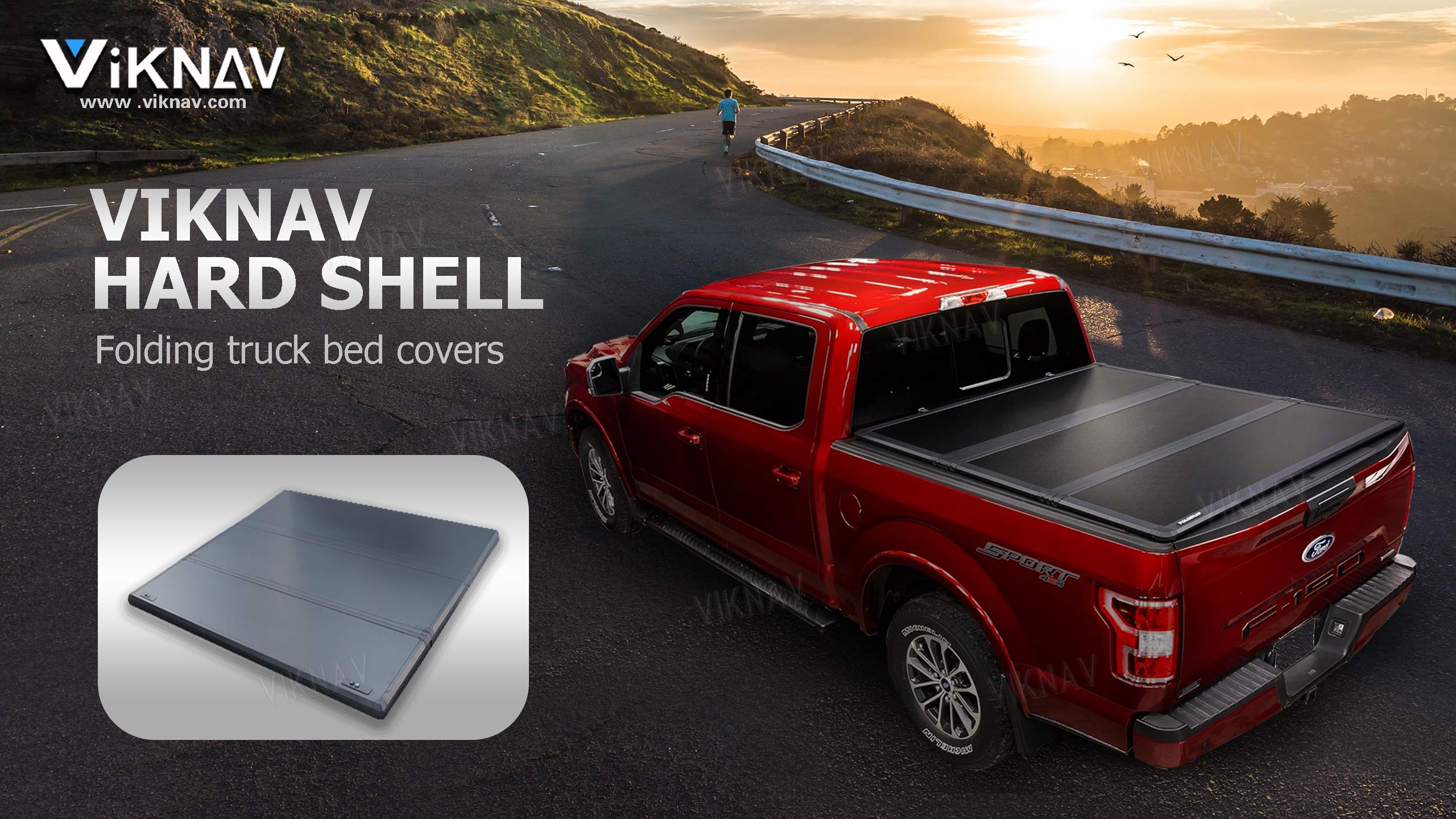 Trifold Ford F150 Truck Bed Replacement Tonneau Cover Matte Black
