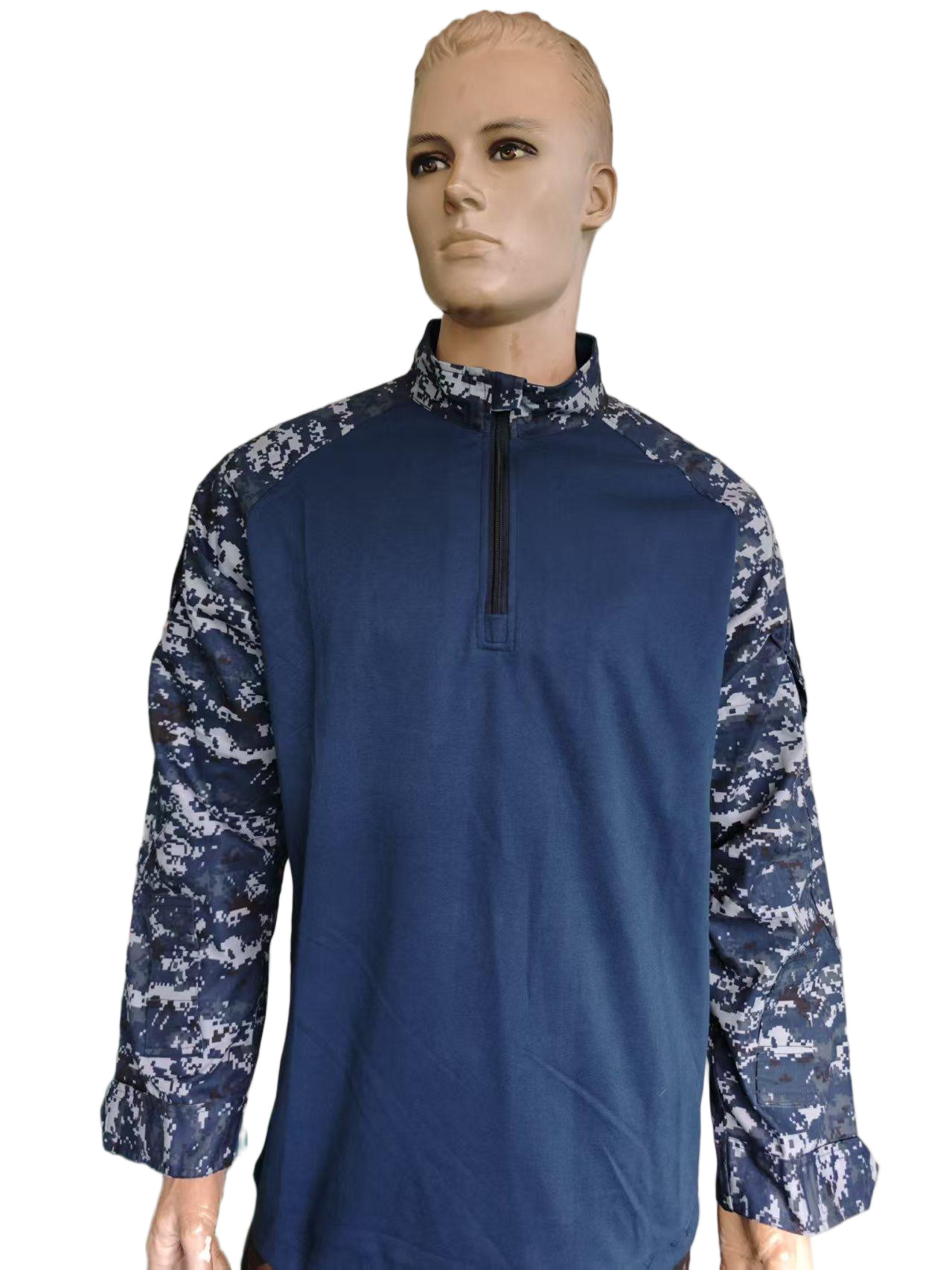 Operator OD Blue Frog Shirt Partial Zip Combat Uniform Breathable Polyester Cotton Knitted