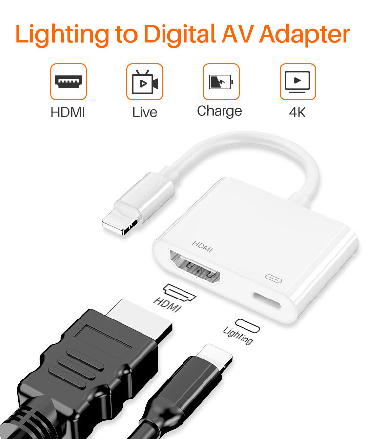 FOCUSES 0.5M 2 In 1 Lightning Adapter 45g Lightning To HDMI Adapter