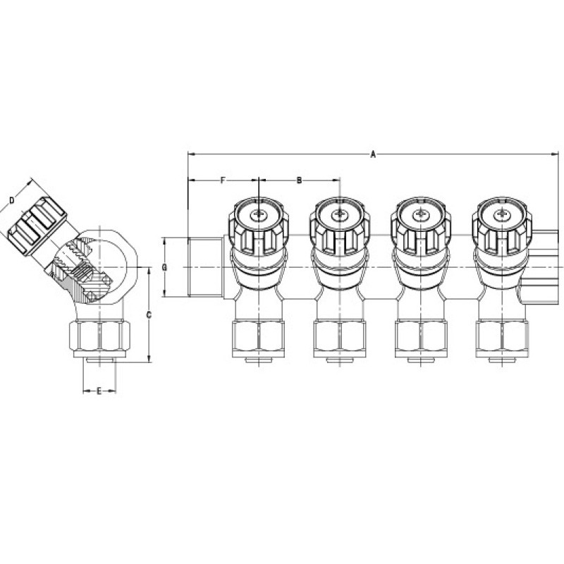 16 X 3/4 Brass Manifolds PTFE Sand Blast Nickel Plated Threaded ISO228/1