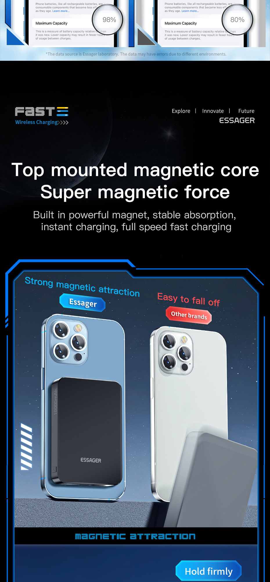 USB A PD20W Charging 10000 mAh Power Banks Wireless 15W Essager 2022 Benchy