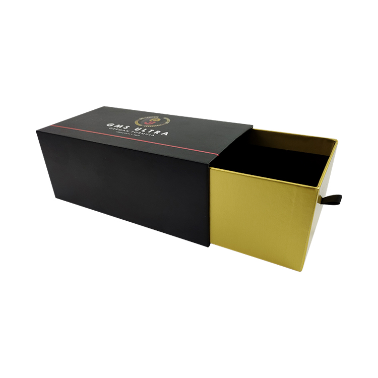 Recyclable Black Drawer Packaging Box Black Kraft Paper Gift Boxes Customized