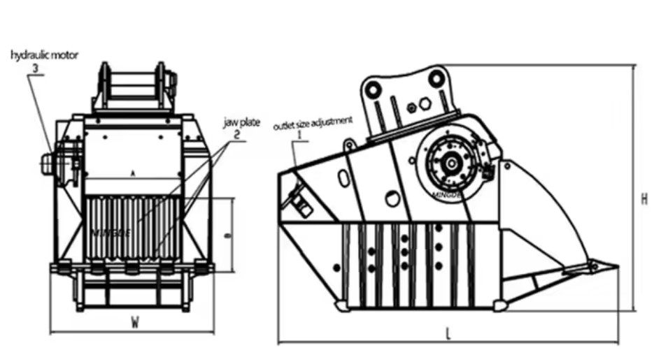Demolition Work Heavy Duty Excavator Rock Crusher Bucket Machinery Parts