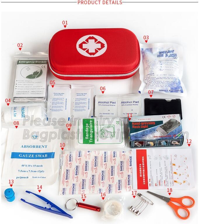 Red pu leather waterproof mini eva first aid kit case,first aid box plastic case carrying case,Medical Multi-functional