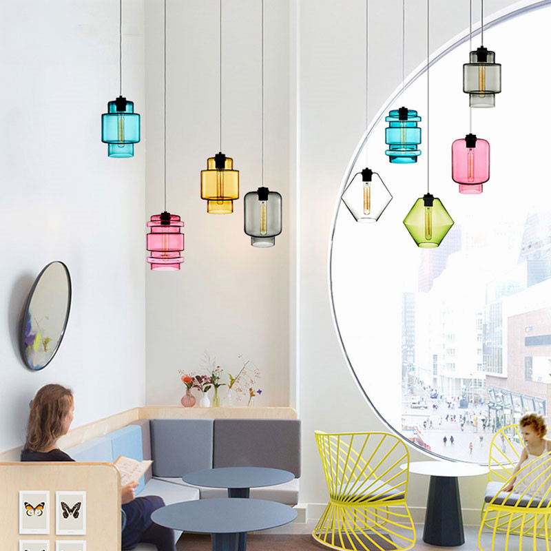 Modern Stained Glass Pendant Lights for Dining Room Kitchen Crystalline Series Pendant lamp(WH-GP-139)