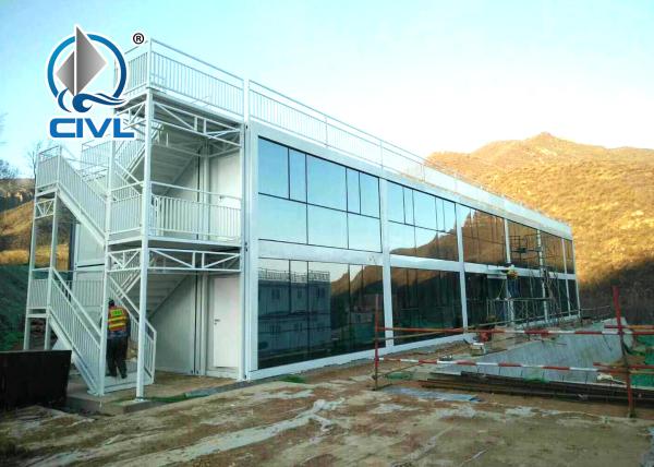 White / Gray Prefabricated Container House , Prefab Modern Modular Container