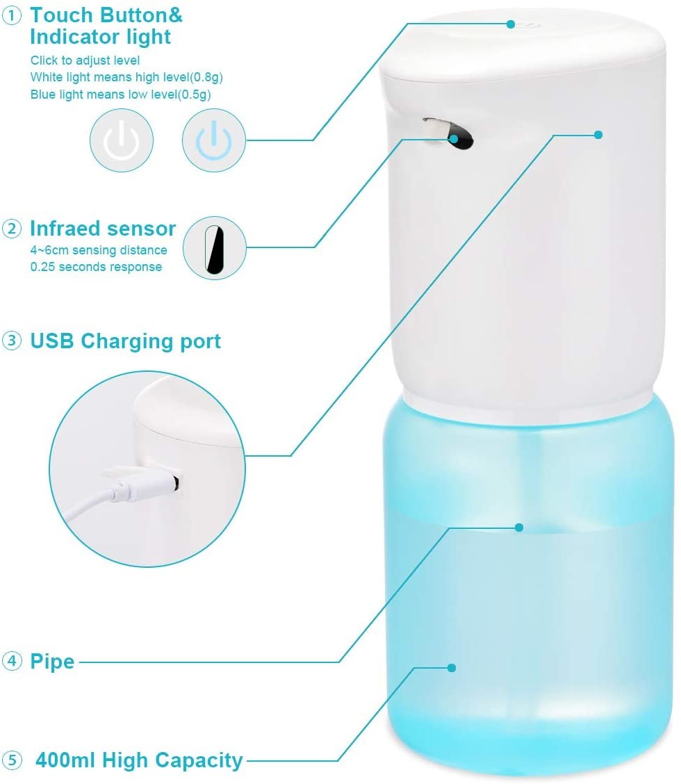 400ML Plastic Mist Spray Bottle CE Hand Free Sensor Countertop
