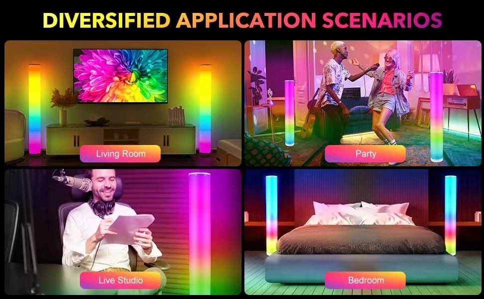 Polypropylene 20W RGB Corner Floor Lamp Smart Phone App Control 16 Million Colors