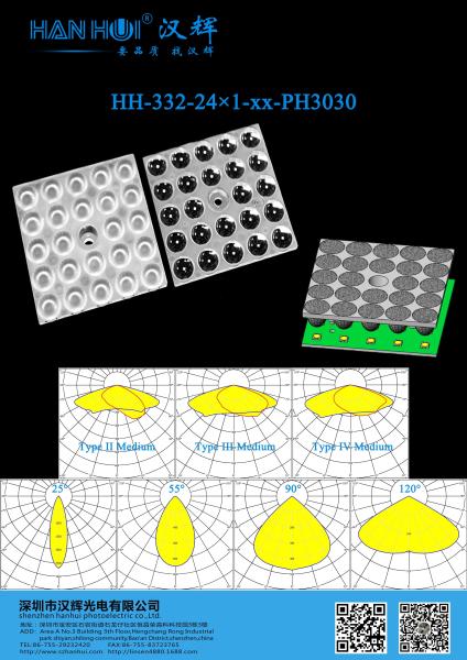 24 IN1 3030LEDs 49.6×49.6MM LED Lens PC/PMMA Material For Street Lighting &