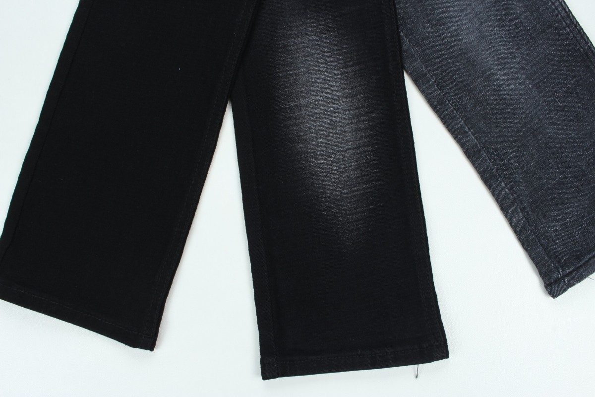 11.2 Oz Black And Black Backside Crosshatch Slub Denim Fabric