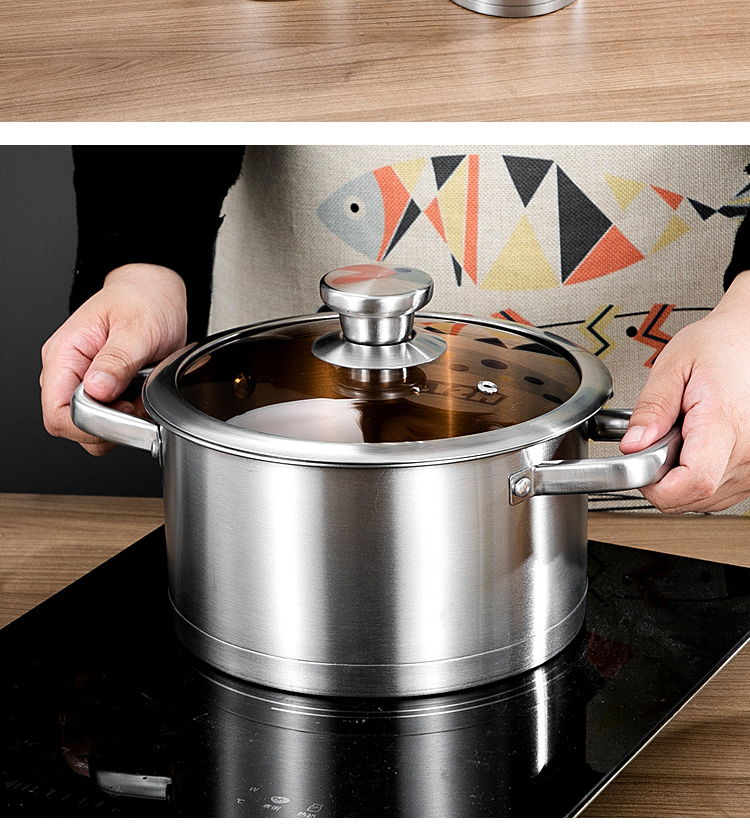 Multi-function Kitchen Cookware Silver Cooking Pot Set Stainless Steel Cookware Sets With Thick Stainless Steel Handle