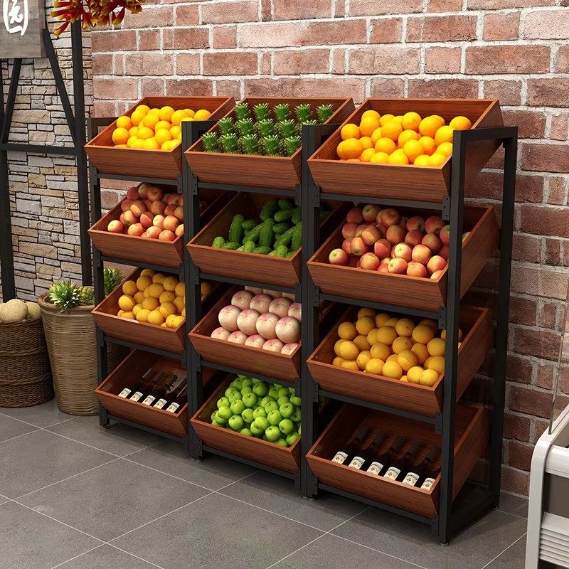 ODM Supermarket Fruit And Vegetable Display Rack Powder coating Steel Material